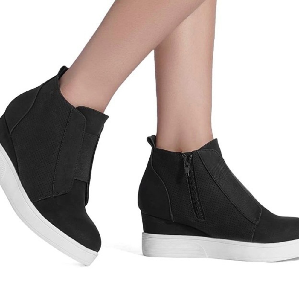 Catherine Malandrino Black Wedge Sneakers Size 9 - Picture 8 of 8